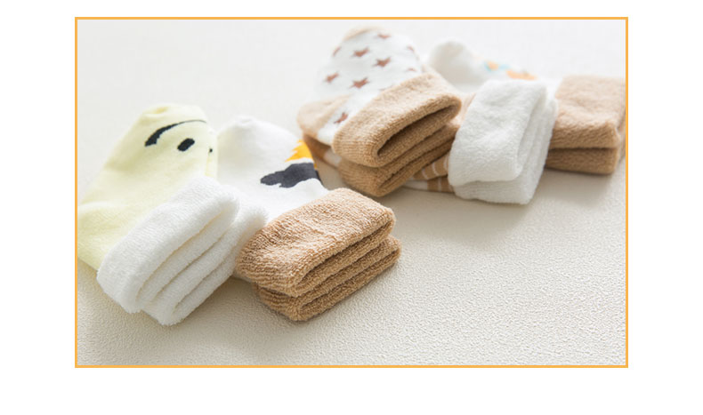 Autumn and Winter New Baby and Infant Socks Cartoon Newborn Cotton Socks Thickened Loose Mouth Children Terry-Loop Hosiery 0-1-3 Years Old