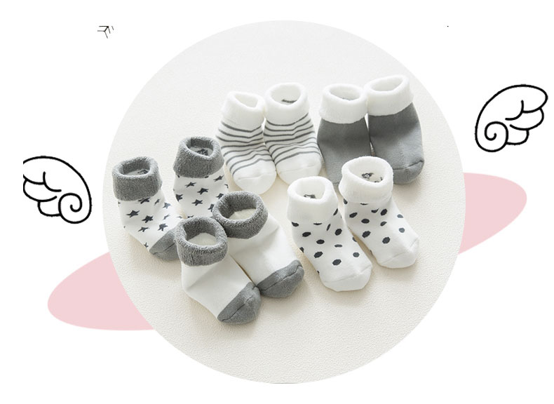 Autumn and Winter New Baby and Infant Socks Cartoon Newborn Cotton Socks Thickened Loose Mouth Children Terry-Loop Hosiery 0-1-3 Years Old