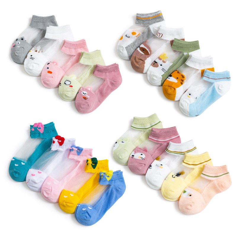 Children&#039;s Socks Summer Thin Mesh Kanekalon Cartoon Socks Live Streaming Boys&#039; Girl Infant Socks Baby Boat Socks