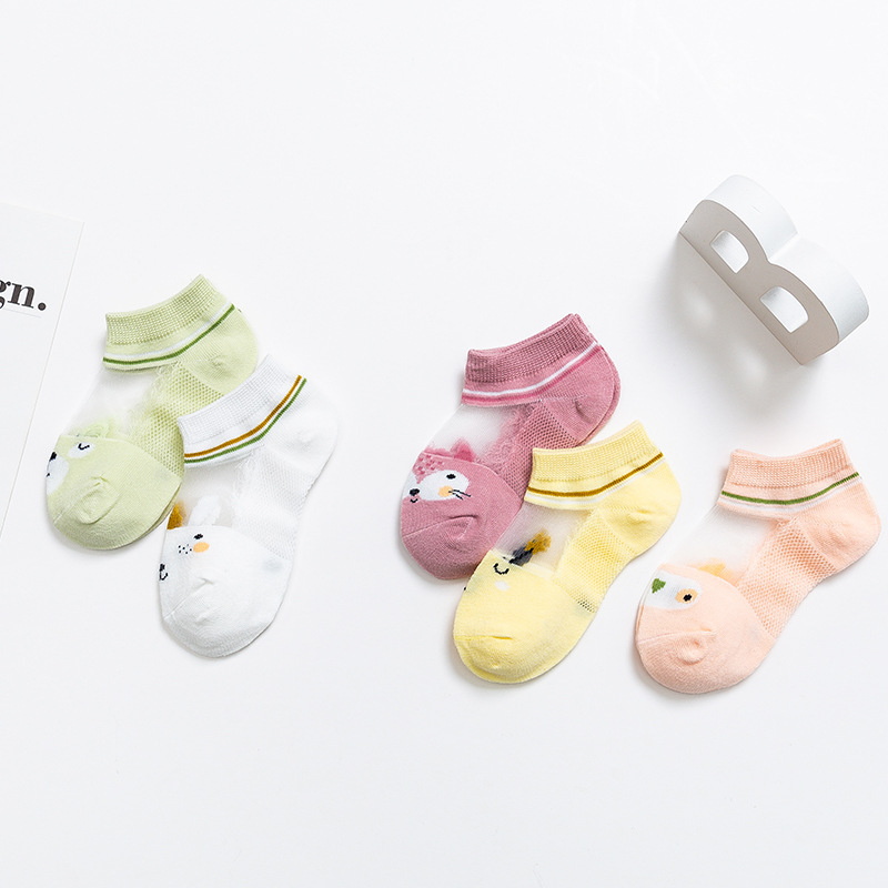 Children&#039;s Socks Summer Thin Mesh Kanekalon Cartoon Socks Live Streaming Boys&#039; Girl Infant Socks Baby Boat Socks