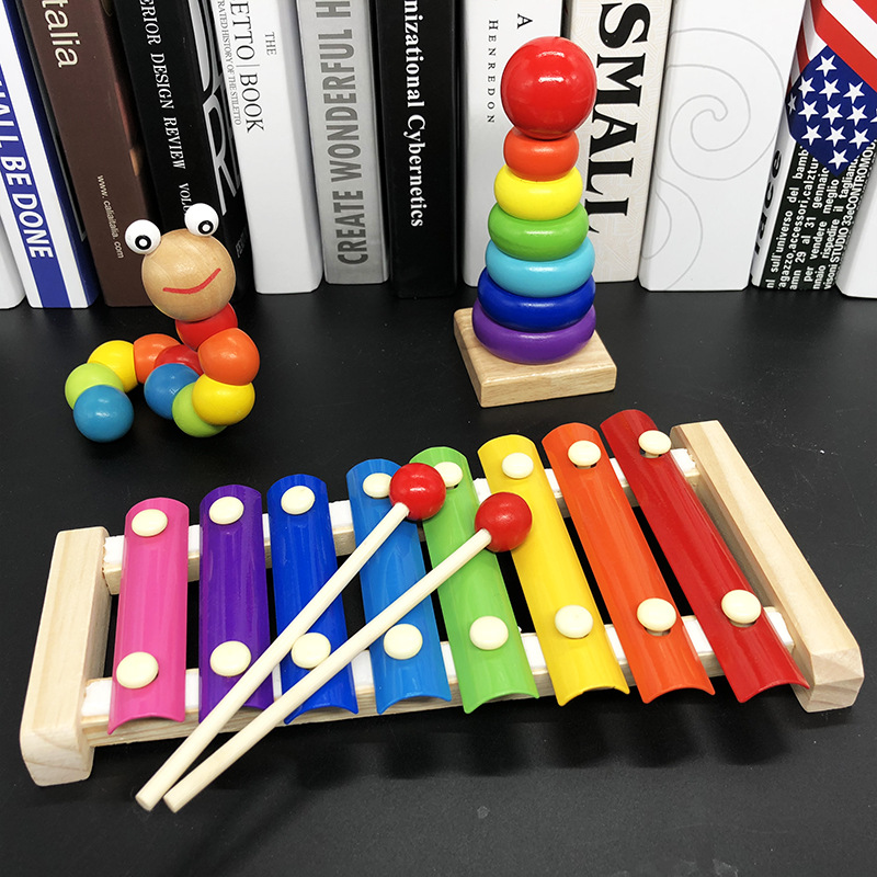 Stall Supply Infant Wooden Children Bead Toys Eight Tone Toy Piano Boys&#039; Building Blocks Wholesale Internet Celebrity Puzzle