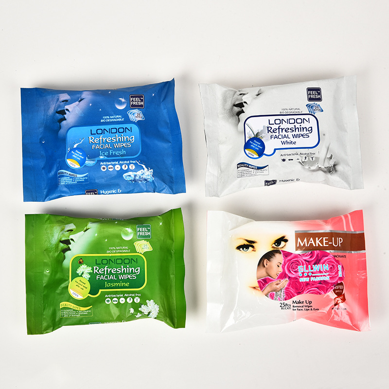 English Version Export 25 Pieces Wet Wipes Women's Makeup Remover Wet Tissue Customized Baby Cleansing Wet Tissue Wholesale