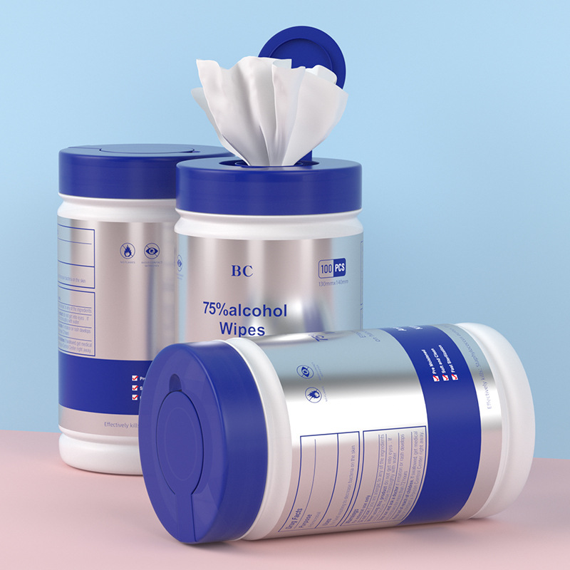 Factory Direct Sales Disinfection Wet Tissue Bucket Chinese and English Sterilization Canned Wet Tissue 75 Alcohol Wet Tissue OEM Customized Export