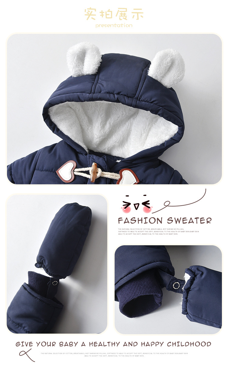 INS Popular Baby Winter Clothes Jumpsuit Thick Quilted Fleece-Lined Keep Baby Warm Cotton-Padded Coat Baby Clothes Foreign Trade Children's Wear INS Popular Baby Winter Clothes Jumpsuit Thick Quilted Fleece-Lined Keep Baby Warm Cotton-Padded Coat Baby Clothes Foreign Trade Children's Wear