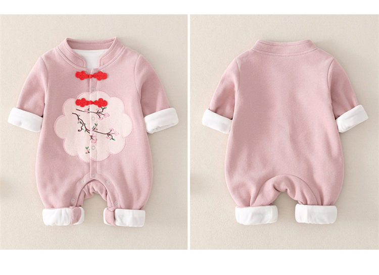Cross-Border One Month Old Baby Clothes Princess Autumn and Winter Fleece-Lined Baby Girl Hanfu Jumpsuit Newborn Outerwear Hug Cross-Border One Month Old Baby Clothes Princess Autumn and Winter Fleece-Lined Baby Girl Hanfu Jumpsuit Newborn Outerwear Hug