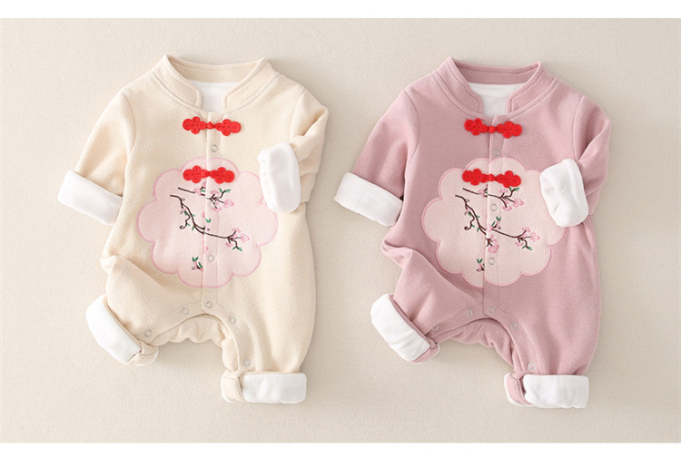 Cross-Border One Month Old Baby Clothes Princess Autumn and Winter Fleece-Lined Baby Girl Hanfu Jumpsuit Newborn Outerwear Hug Cross-Border One Month Old Baby Clothes Princess Autumn and Winter Fleece-Lined Baby Girl Hanfu Jumpsuit Newborn Outerwear Hug