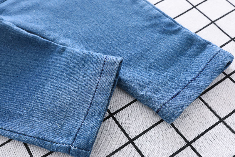 Autumn and Winter New Male Baby Clothes Love Romper Suspender Pants Two-Piece Cute Children's Clothing Baby Denim Suit