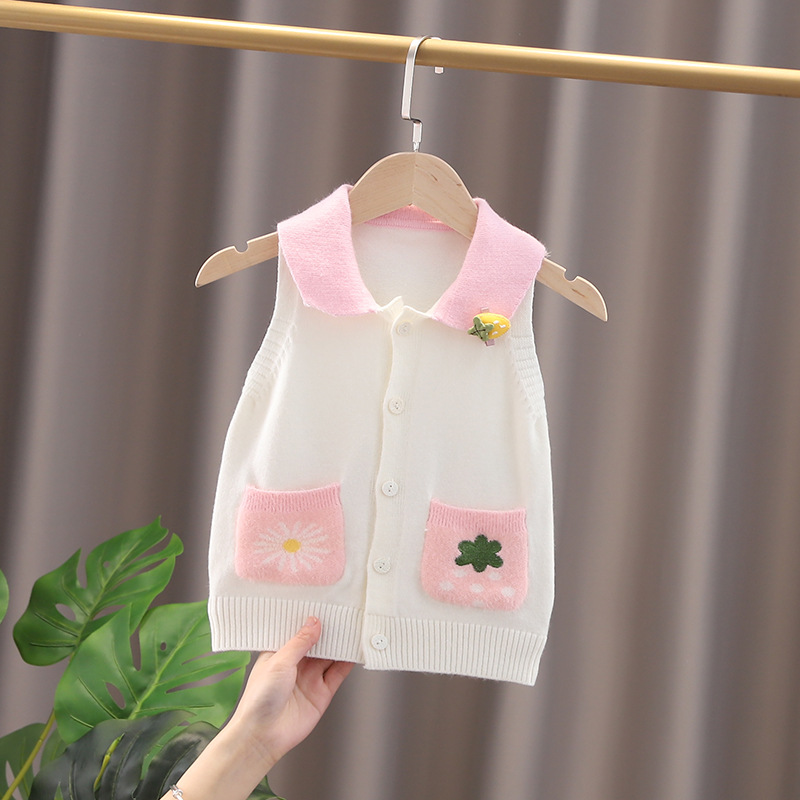Girls' Spring Clothes Children's Vest Autumn Baby Clothes Baby Sweater Vest Spring and Autumn Outer Wear Knitted Kids' Tops Girls' Spring Clothes Children's Vest Autumn Baby Clothes Baby Sweater Vest Spring and Autumn Outer Wear Knitted Kids' Tops