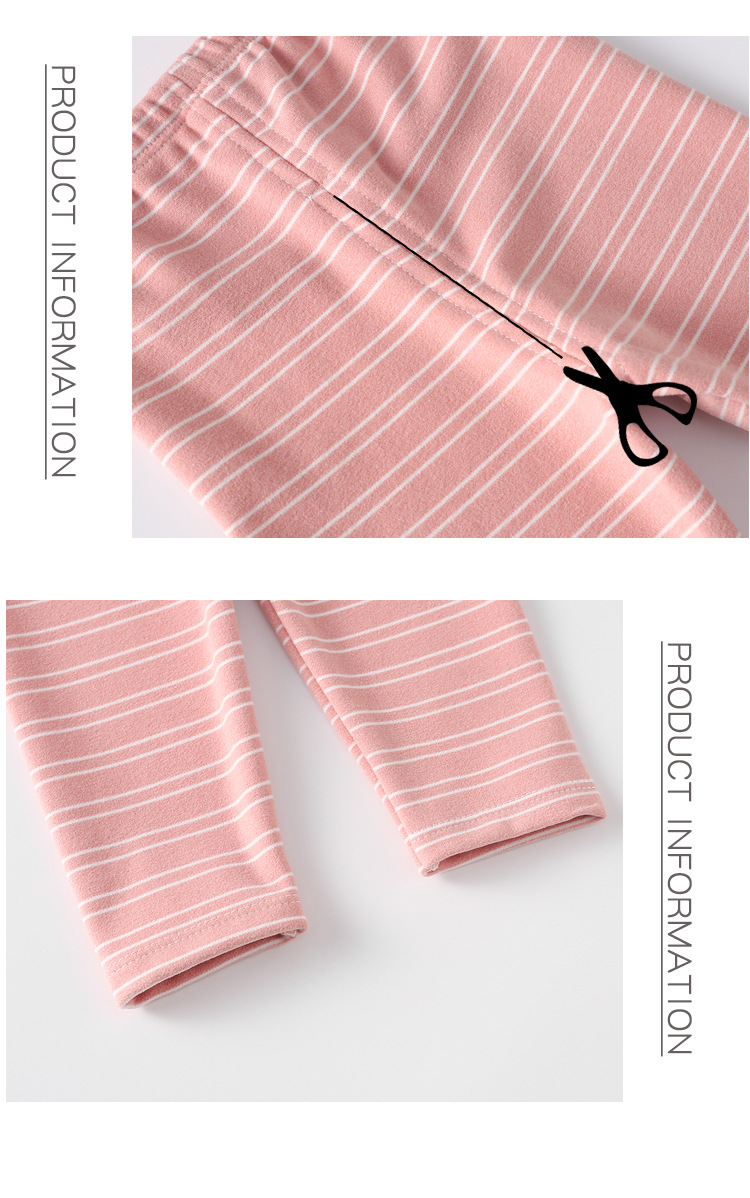 2021 New De Velvet Suit Boys and Girls Autumn and Winter Homewear Warmer Single-Layer Fleece-Lined Autumn Clothes Long Pants Baby Clothes