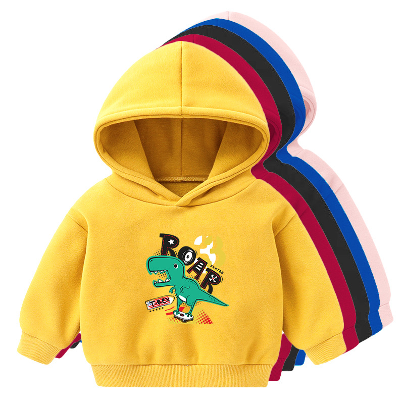 Foreign Trade Children&#039;s Wear Girls&#039; Boys&#039; Cute Long Sleeve Hoodies Children Fashionable Fleece-Lined Hooded Autumn Baby Clothes