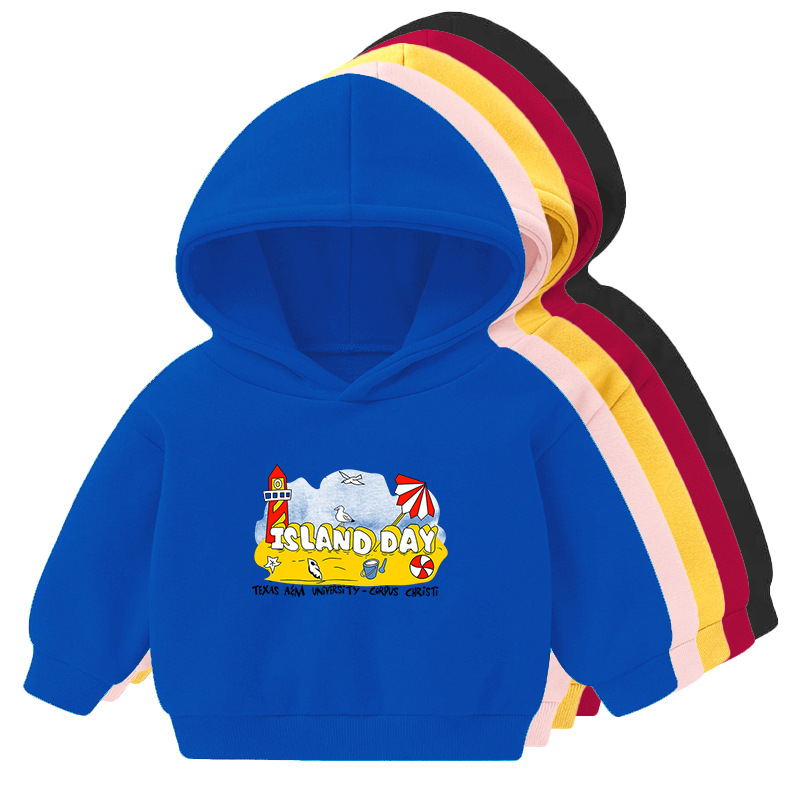 Foreign Trade Children&#039;s Wear Girls&#039; Boys&#039; Cute Long Sleeve Hoodies Children Fashionable Fleece-Lined Hooded Autumn Baby Clothes