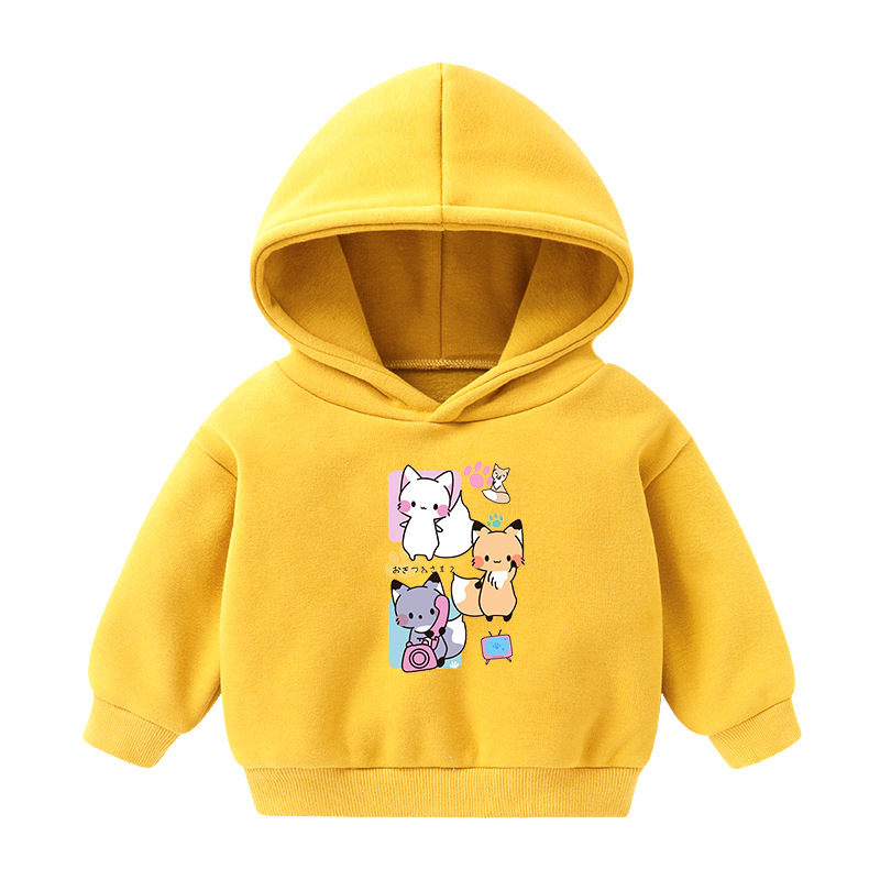 Foreign Trade Children's Wear Girls' Boys' Cute Long Sleeve Hoodies Children Fashionable Fleece-Lined Hooded Autumn Baby Clothes