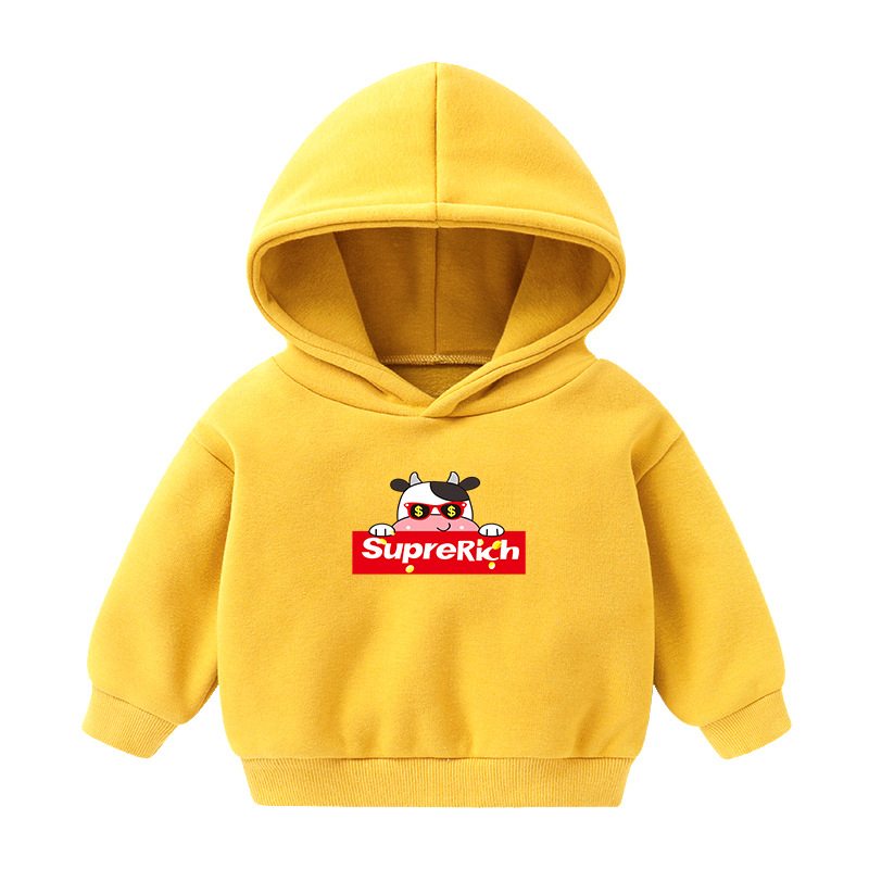 Foreign Trade Children's Wear Girls' Boys' Cute Long Sleeve Hoodies Children Fashionable Fleece-Lined Hooded Autumn Baby Clothes
