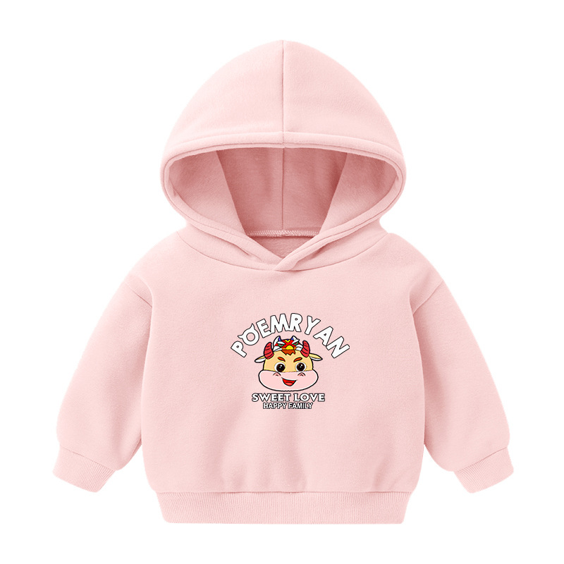 Foreign Trade Children's Wear Girls' Boys' Cute Long Sleeve Hoodies Children Fashionable Fleece-Lined Hooded Autumn Baby Clothes