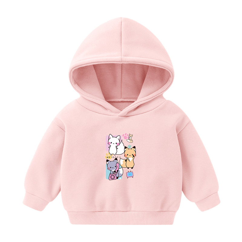 Foreign Trade Children's Wear Girls' Boys' Cute Long Sleeve Hoodies Children Fashionable Fleece-Lined Hooded Autumn Baby Clothes