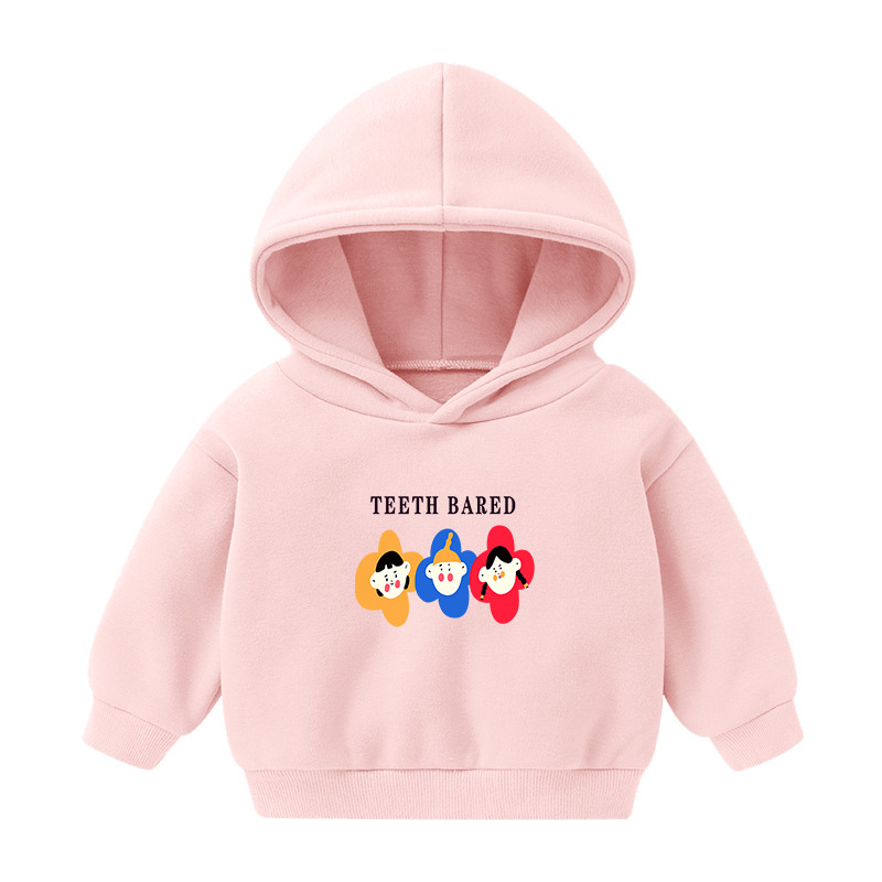Foreign Trade Children's Wear Girls' Boys' Cute Long Sleeve Hoodies Children Fashionable Fleece-Lined Hooded Autumn Baby Clothes