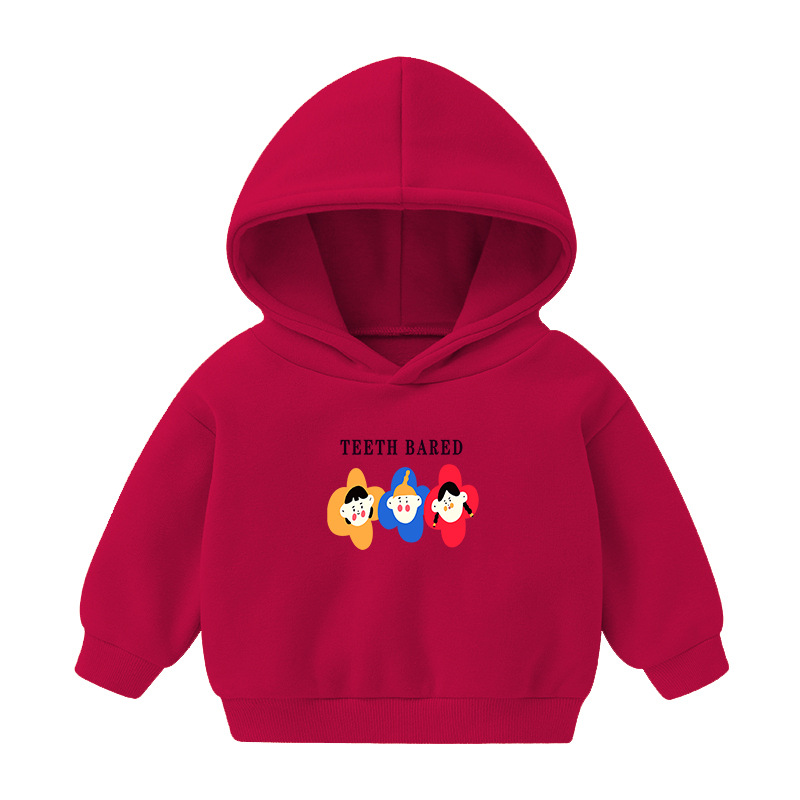 Foreign Trade Children's Wear Girls' Boys' Cute Long Sleeve Hoodies Children Fashionable Fleece-Lined Hooded Autumn Baby Clothes