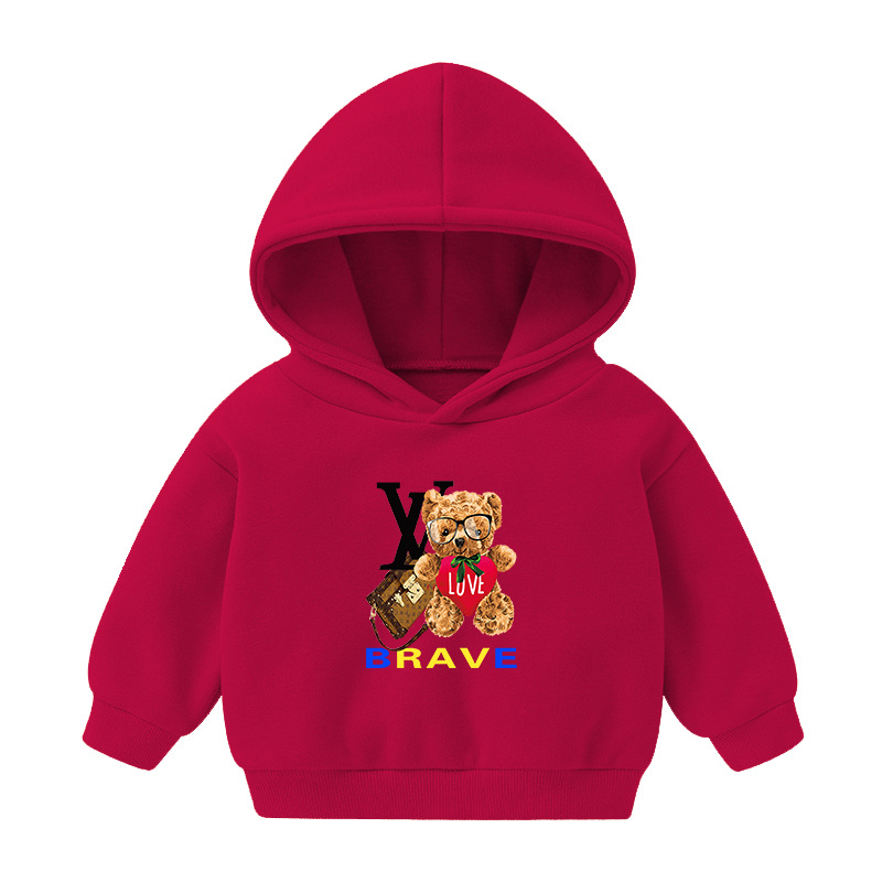 Foreign Trade Children's Wear Girls' Boys' Cute Long Sleeve Hoodies Children Fashionable Fleece-Lined Hooded Autumn Baby Clothes