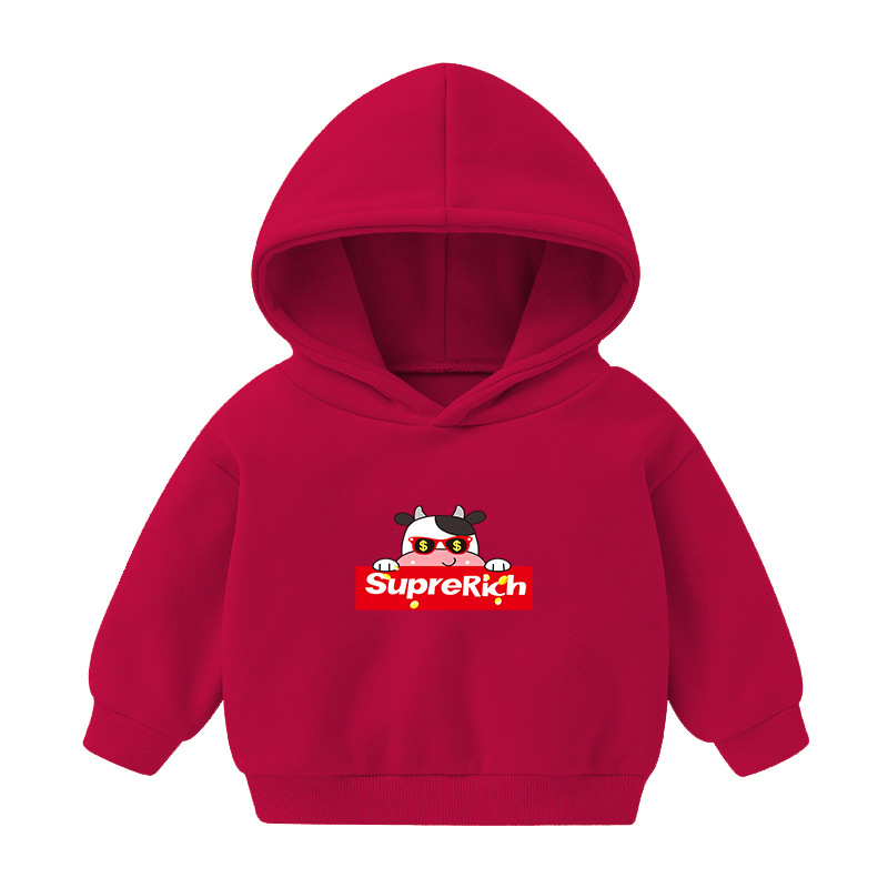 Foreign Trade Children's Wear Girls' Boys' Cute Long Sleeve Hoodies Children Fashionable Fleece-Lined Hooded Autumn Baby Clothes