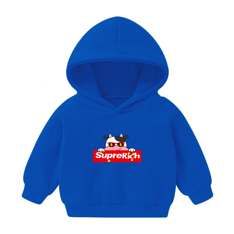 Foreign Trade Children's Wear Girls' Boys' Cute Long Sleeve Hoodies Children Fashionable Fleece-Lined Hooded Autumn Baby Clothes