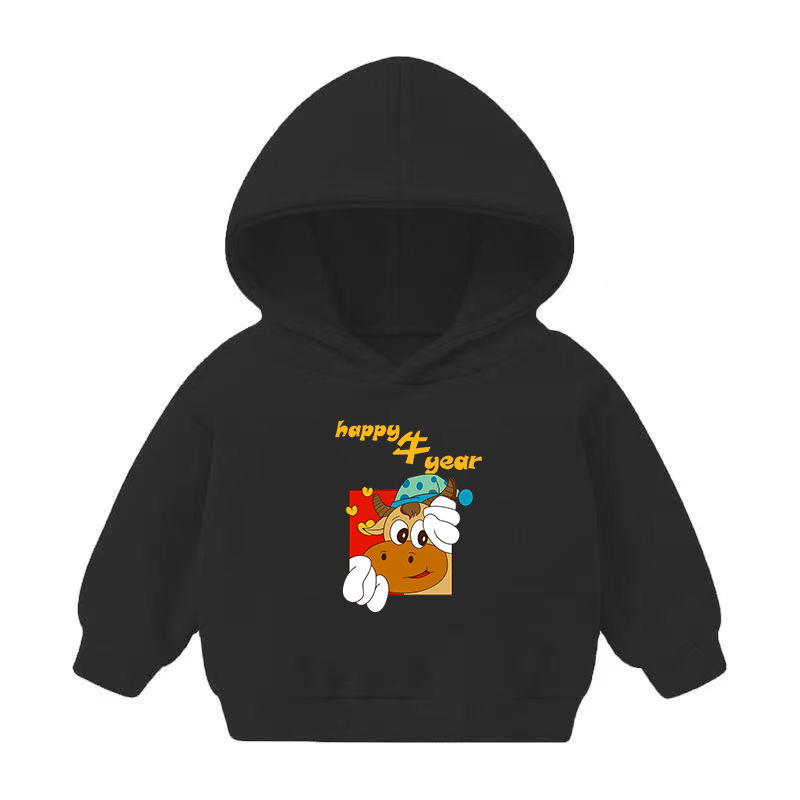 Foreign Trade Children's Wear Girls' Boys' Cute Long Sleeve Hoodies Children Fashionable Fleece-Lined Hooded Autumn Baby Clothes