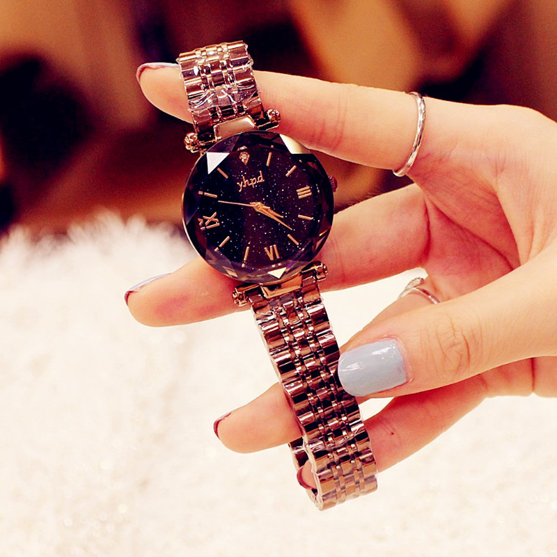 Retro Korean Type High-Profile Figure 2019 Counter Genuine Starry Sky Dial Rome Imported Movement Quartz Waterproof Bracelet Watch