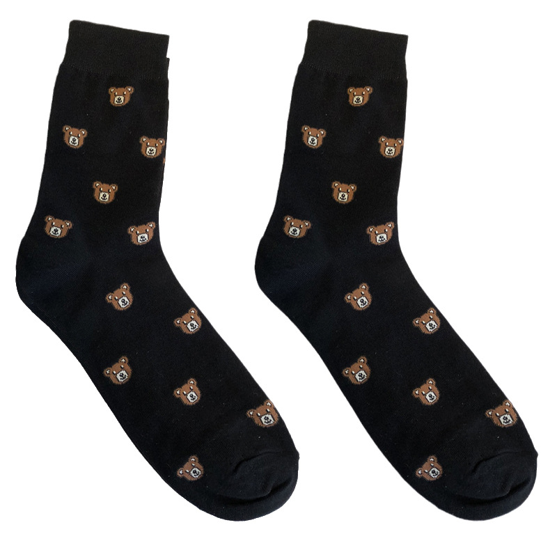 South Korea Imported Men&#039;s Cotton Socks Empole Full Bear Tube Socks Dongdaemun British Style Combed Cotton Men&#039;s Socks