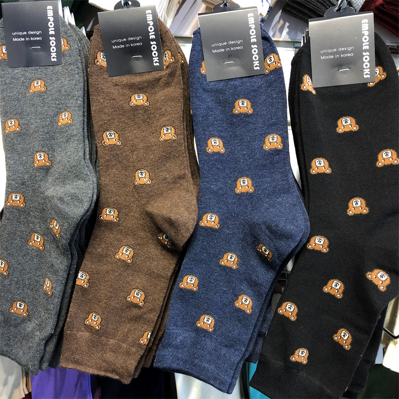 South Korea Imported Men's Cotton Socks Empole Full Bear Tube Socks Dongdaemun British Style Combed Cotton Men's Socks South Korea Imported Men's Cotton Socks Empole Full Bear Tube Socks Dongdaemun British Style Combed Cotton Men's Socks