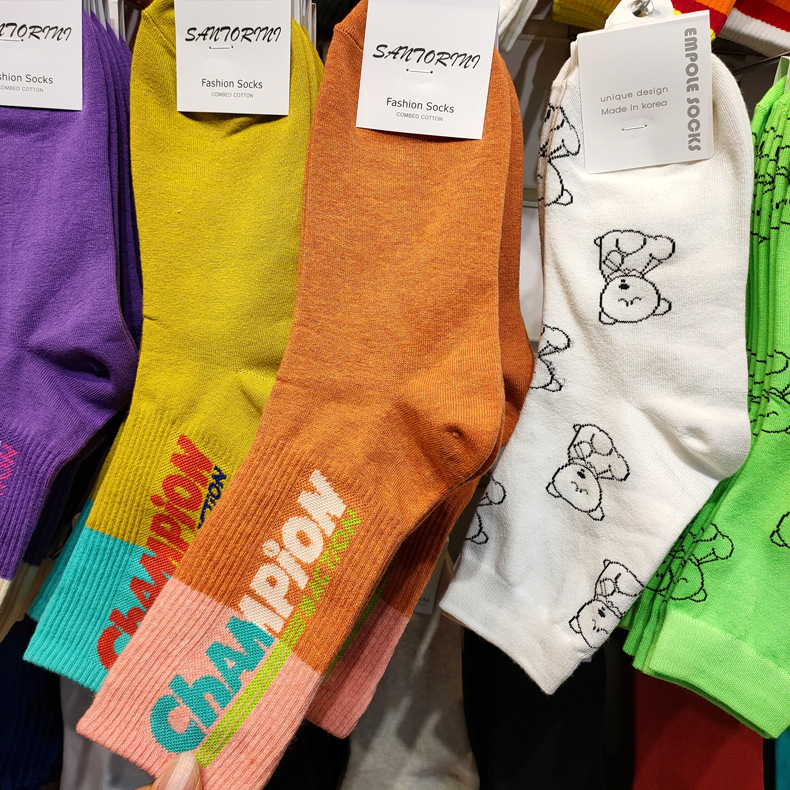 2021 South Korea Imported Spring New Socks Women's Sport Socks Ins Fashion Brand Letter Color Matching Cotton Socks Fashion Middle
