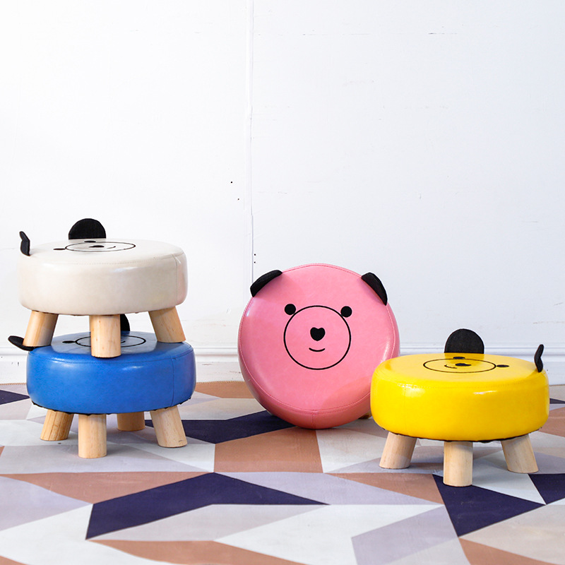 Children&#039;s Stool Baby Sofa Stool Cute Animal Stool round Stool Wooden Low Stool Household Small Stool Cartoon Small Bench