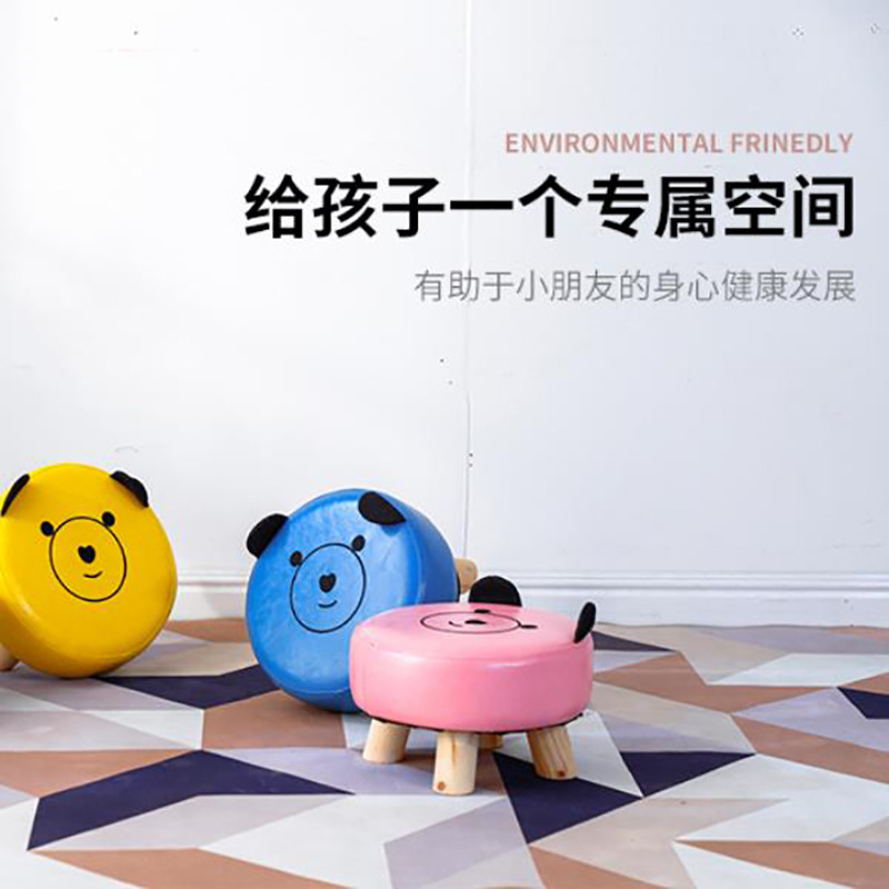 Children&#039;s Stool Baby Sofa Stool Cute Animal Stool round Stool Wooden Low Stool Household Small Stool Cartoon Small Bench