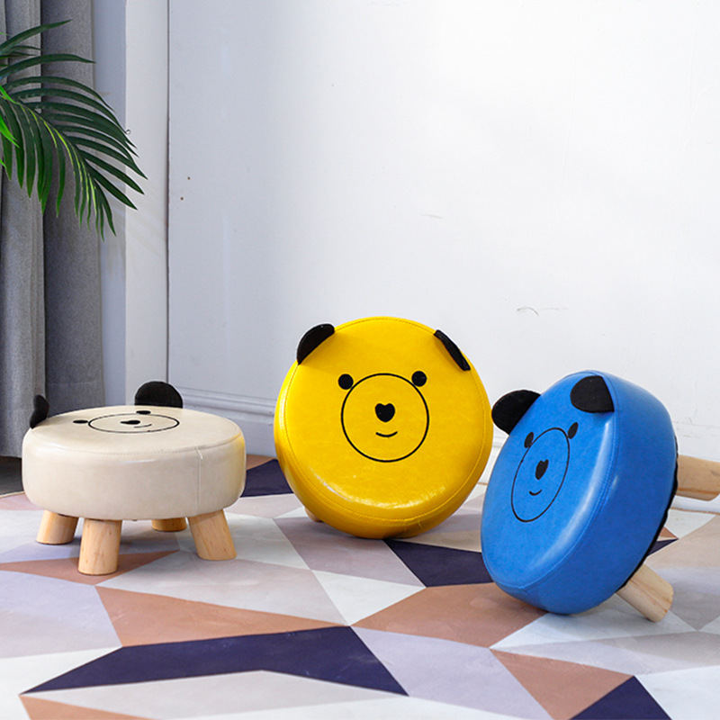 Children&#039;s Stool Baby Sofa Stool Cute Animal Stool round Stool Wooden Low Stool Household Small Stool Cartoon Small Bench