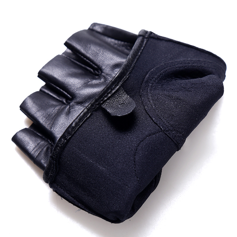 Leather Half Finger Gloves Men&#039;s Imported Sheepskin Open Finger Outdoor Riding Motorcycle Tactical Performance Dancing Gloves Wholesale