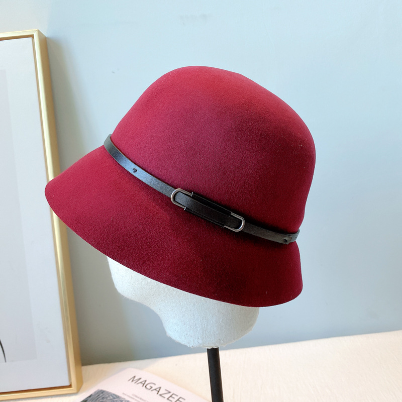 Autumn and Winter Australian Imported Wool Woolen Hat Women's Japanese Belt Hat All-Matching Solid Color Fisherman Hat Factory Wholesale Autumn and Winter Australian Imported Wool Woolen Hat Women's Japanese Belt Hat All-Matching Solid Color Fisherman Hat Factory Wholesale