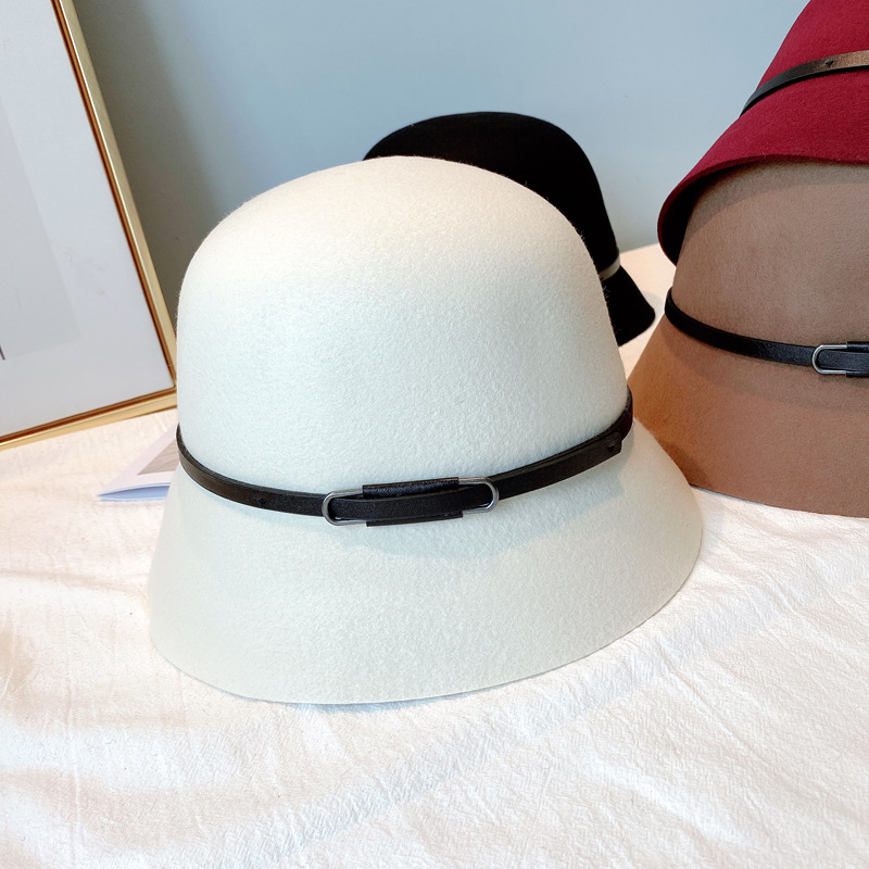 Autumn and Winter Australian Imported Wool Woolen Hat Women's Japanese Belt Hat All-Matching Solid Color Fisherman Hat Factory Wholesale Autumn and Winter Australian Imported Wool Woolen Hat Women's Japanese Belt Hat All-Matching Solid Color Fisherman Hat Factory Wholesale