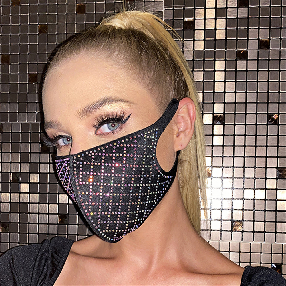 European and American New Mesh Ice Silk Star Hot Drilling Mask Geometric Plaid Cool Autumn and Winter Three-Dimensional Cold Mask Mask