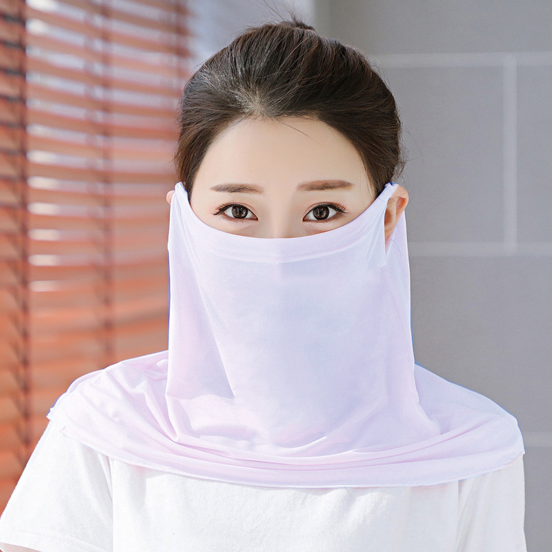Spring and Summer Sun Protection Mask Female Neck Protection Sun Protection Large Scarf Ice Silk Mask Fashion Tulle Sun and Dust Proof Riding Ear Hanging