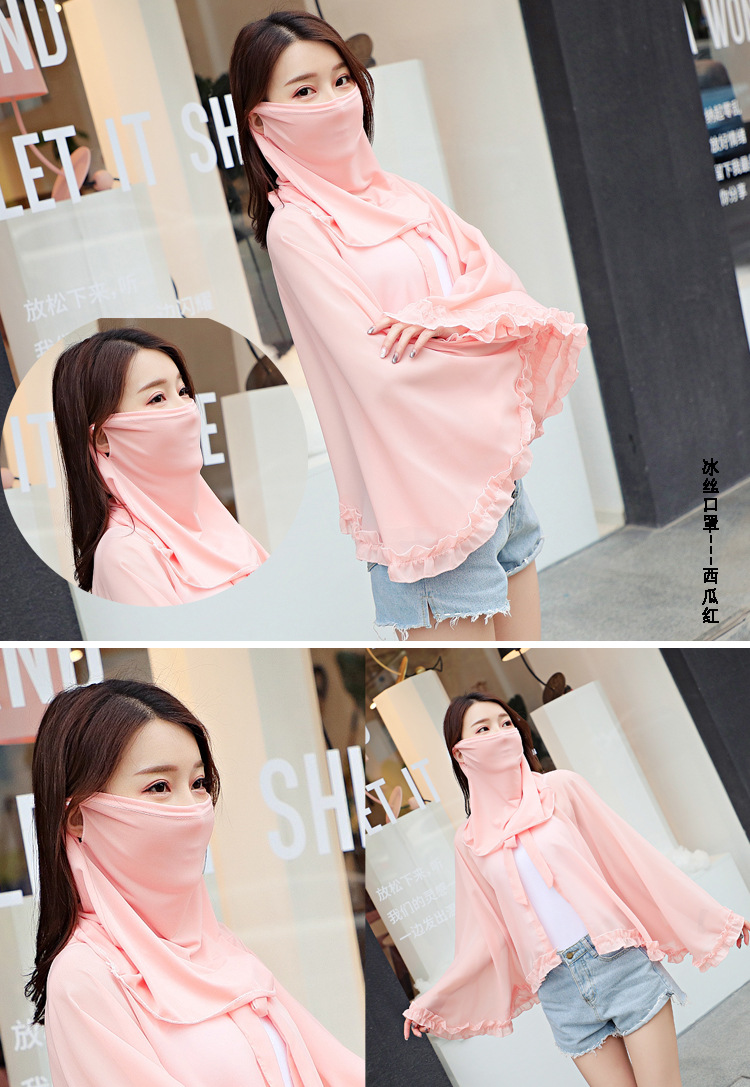 Spring and Summer Sun Protection Mask Female Neck Protection Sun Protection Large Scarf Ice Silk Mask Fashion Tulle Sun and Dust Proof Riding Ear Hanging Spring and Summer Sun Protection Mask Female Neck Protection Sun Protection Large Scarf Ice Silk Mask Fashion Tulle Sun and Dust Proof Riding Ear Hanging