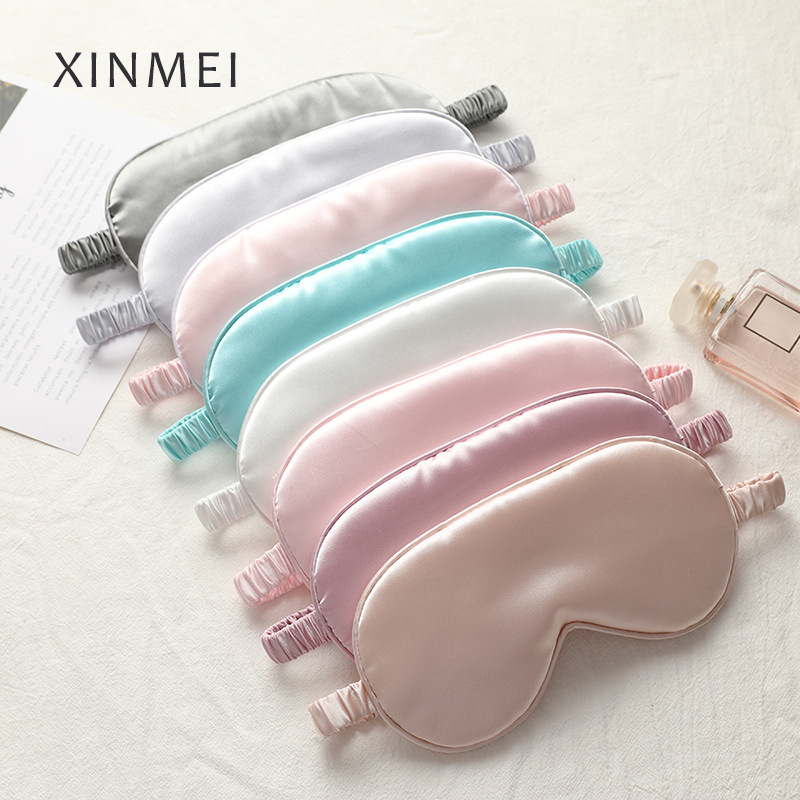 New Double-Sided Imitation Silk Sleeping Eye Mask Shading Elastic Bandage Travel Lunch Break Eye Mask Aviation Eye Shield Factory