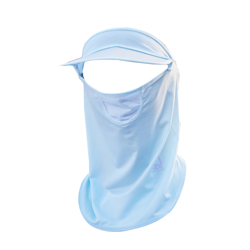 Summer Sun Protection Mask Female Ice Silk Mask Full Face Cover Face Neck Protection Thin UV Protection Riding Sun Hat Integrated
