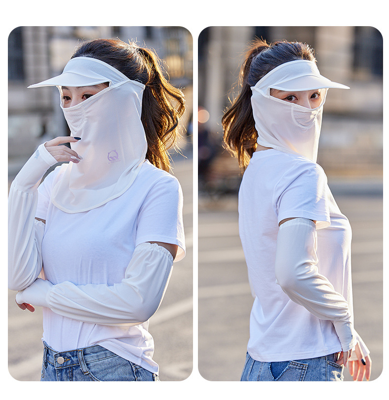 Summer Sun Protection Mask Female Ice Silk Mask Full Face Cover Face Neck Protection Thin UV Protection Riding Sun Hat Integrated Summer Sun Protection Mask Female Ice Silk Mask Full Face Cover Face Neck Protection Thin UV Protection Riding Sun Hat Integrated
