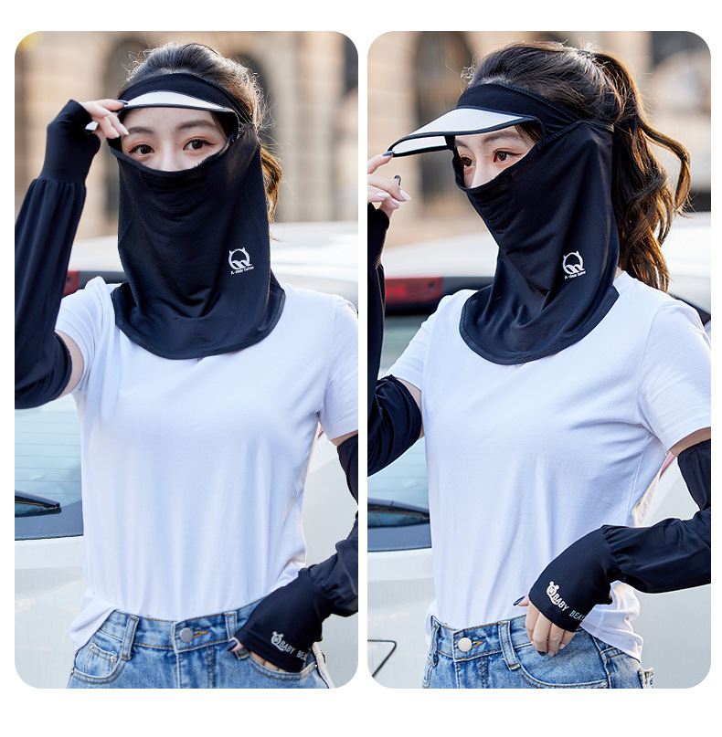 Summer Sun Protection Mask Female Ice Silk Mask Full Face Cover Face Neck Protection Thin UV Protection Riding Sun Hat Integrated Summer Sun Protection Mask Female Ice Silk Mask Full Face Cover Face Neck Protection Thin UV Protection Riding Sun Hat Integrated