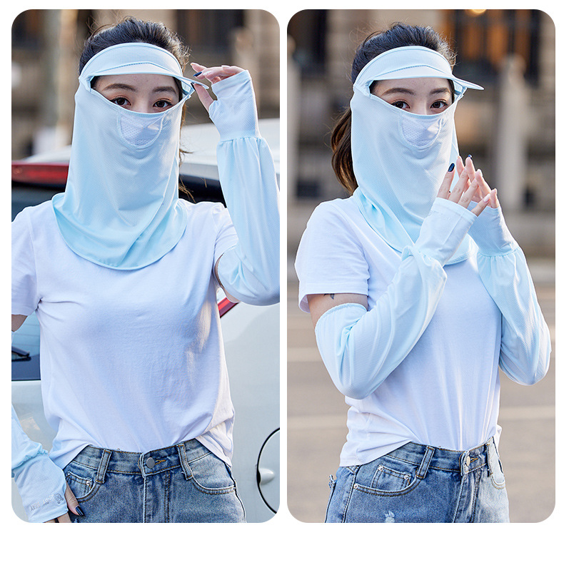 Summer Sun Protection Mask Female Ice Silk Mask Full Face Cover Face Neck Protection Thin UV Protection Riding Sun Hat Integrated Summer Sun Protection Mask Female Ice Silk Mask Full Face Cover Face Neck Protection Thin UV Protection Riding Sun Hat Integrated