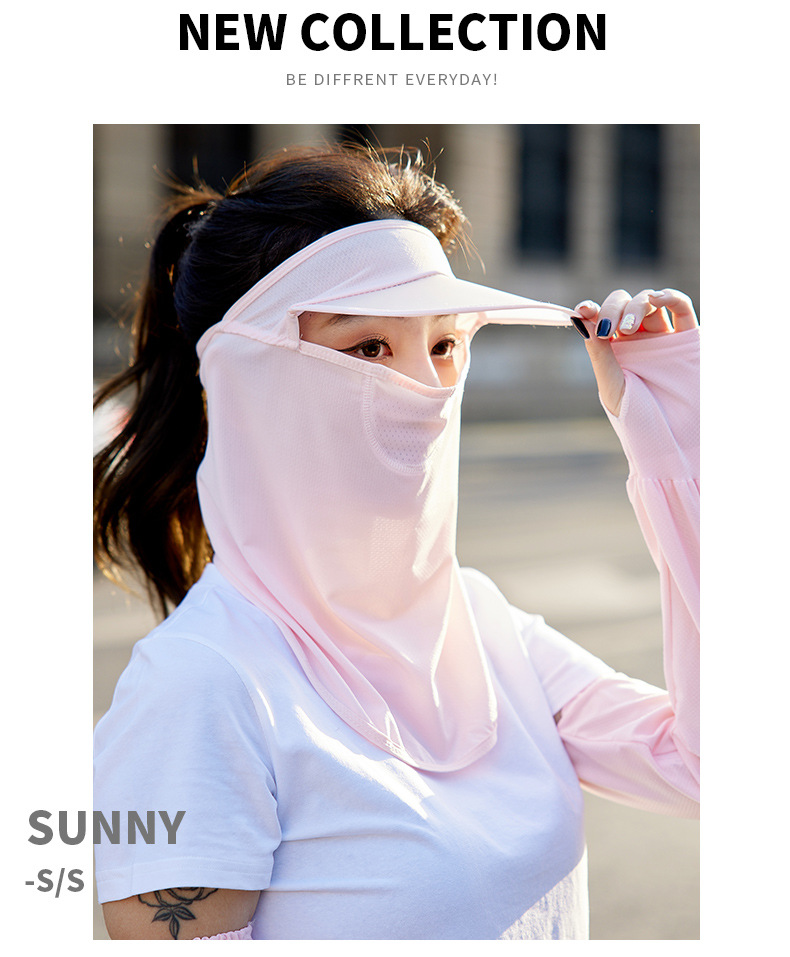 Summer Sun Protection Mask Female Ice Silk Mask Full Face Cover Face Neck Protection Thin UV Protection Riding Sun Hat Integrated Summer Sun Protection Mask Female Ice Silk Mask Full Face Cover Face Neck Protection Thin UV Protection Riding Sun Hat Integrated