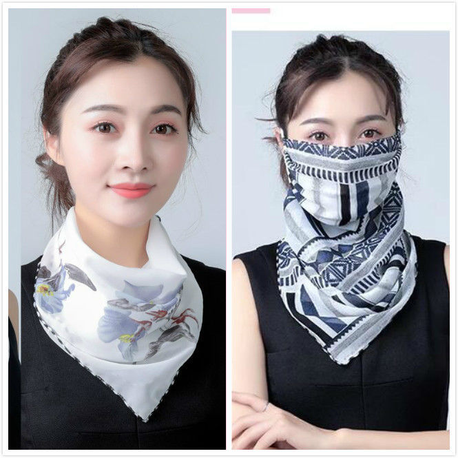 Spring and Summer Sun Protection Mask Neck Protection Women&#039;s Thin Chiffon Breathable Mask Cycling UV Protection Small Silk Scarf Mask