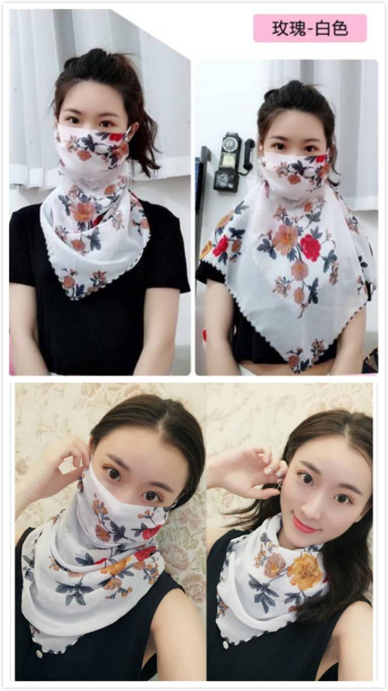 Spring and Summer Sun Protection Mask Neck Protection Women's Thin Chiffon Breathable Mask Cycling UV Protection Small Silk Scarf Mask Spring and Summer Sun Protection Mask Neck Protection Women's Thin Chiffon Breathable Mask Cycling UV Protection Small Silk Scarf Mask