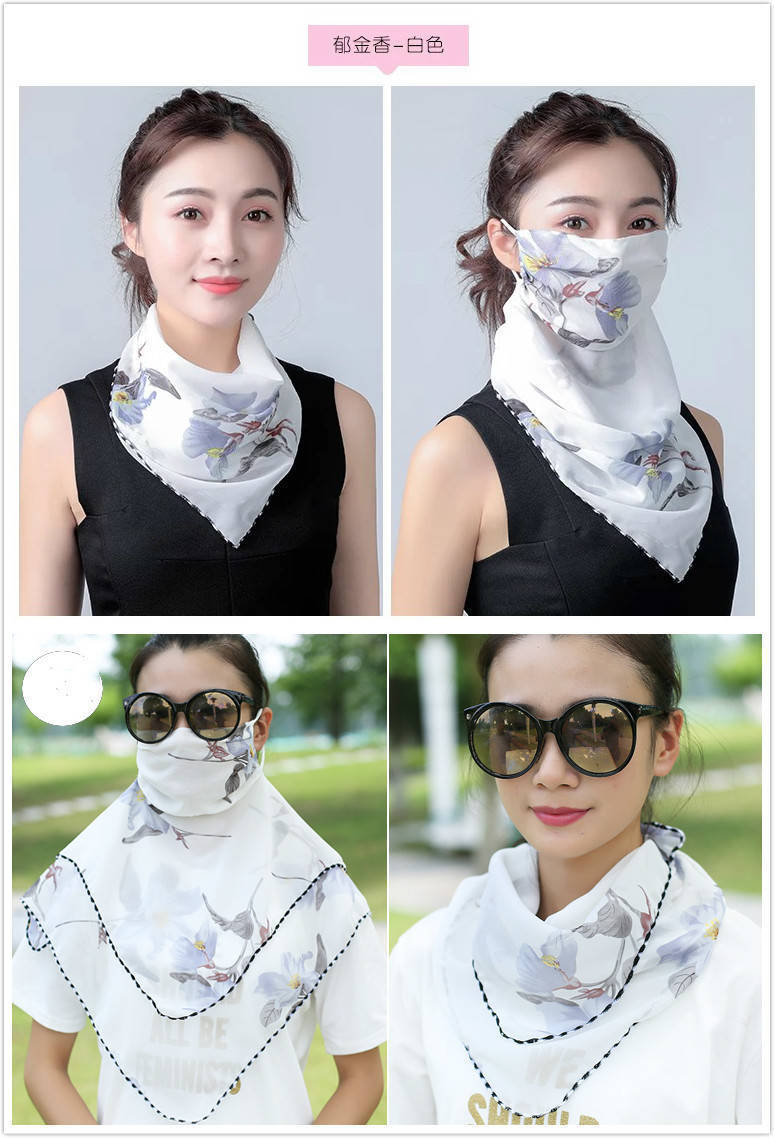 Spring and Summer Sun Protection Mask Neck Protection Women's Thin Chiffon Breathable Mask Cycling UV Protection Small Silk Scarf Mask Spring and Summer Sun Protection Mask Neck Protection Women's Thin Chiffon Breathable Mask Cycling UV Protection Small Silk Scarf Mask