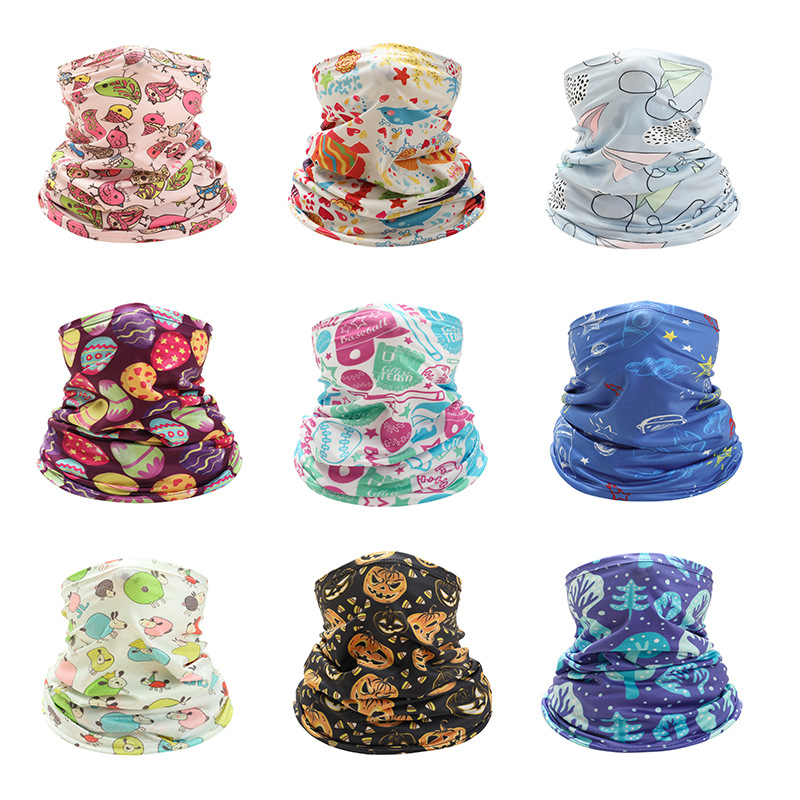 Summer Ice Silk Children&#039;s Neckerchief Outdoor Sports Digital Printing Cartoon Cycling Sunscreen Mask Multifunctional Magic Headband