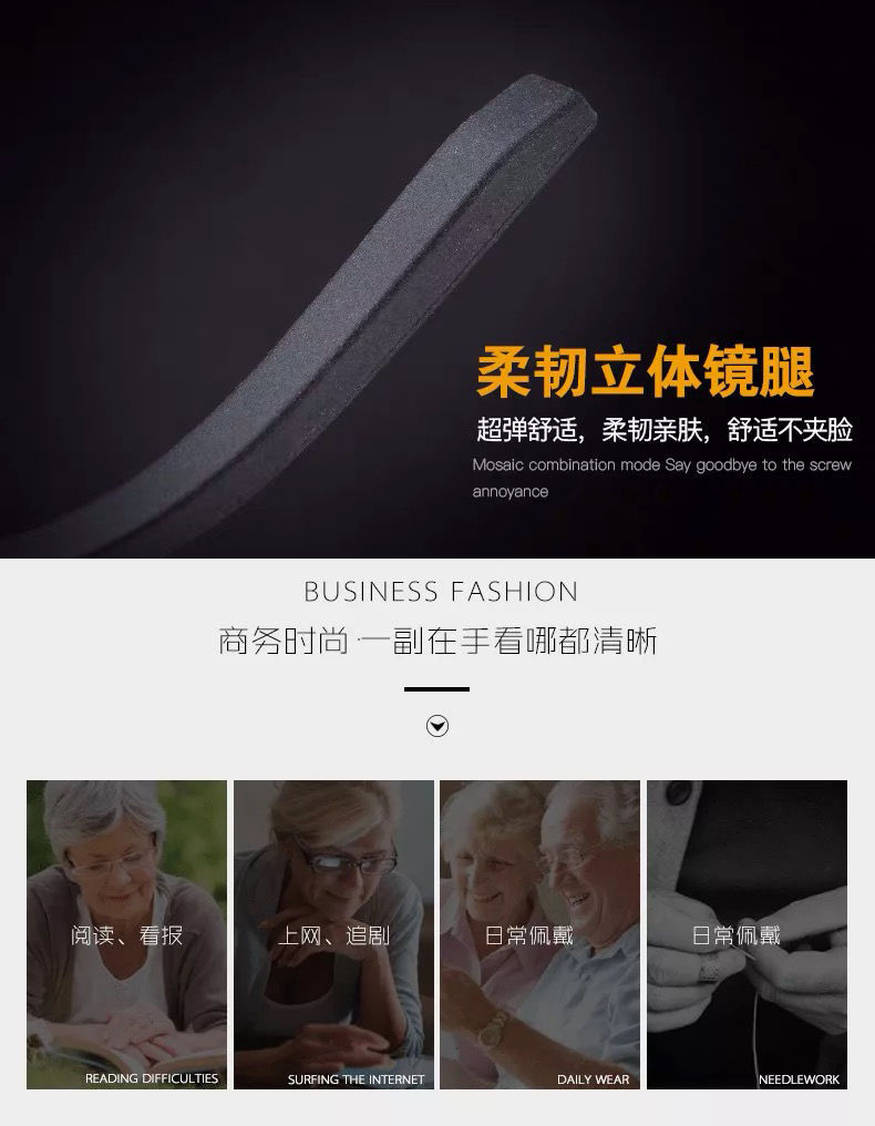 Running Rivers and Lakes HD Smart Presbyopic Glasses High-End Anti-Blue Light Folding Ultra-Light Men's Anti-Blue Light Men's and Women's Glasses Stall