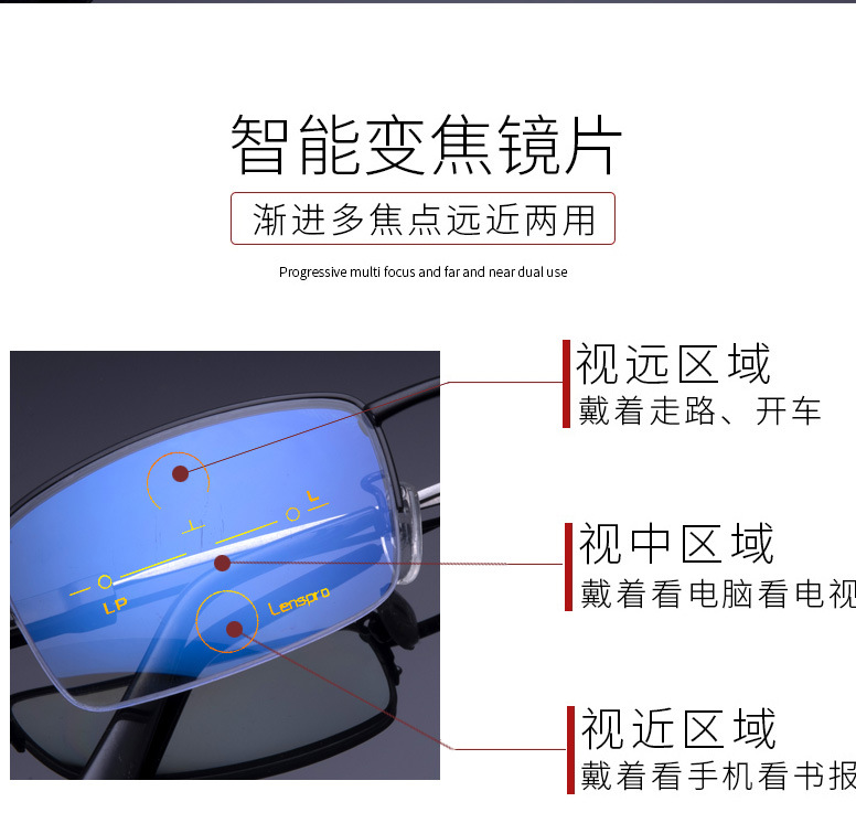 Smart Zoom Presbyopic Glasses Anti-Blue Light Multi-Focus Dual-Use Presbyopic Glasses Metal Reading Elderly Far-Sighted Glasses Smart Zoom Presbyopic Glasses Anti-Blue Light Multi-Focus Dual-Use Presbyopic Glasses Metal Reading Elderly Far-Sighted Glasses